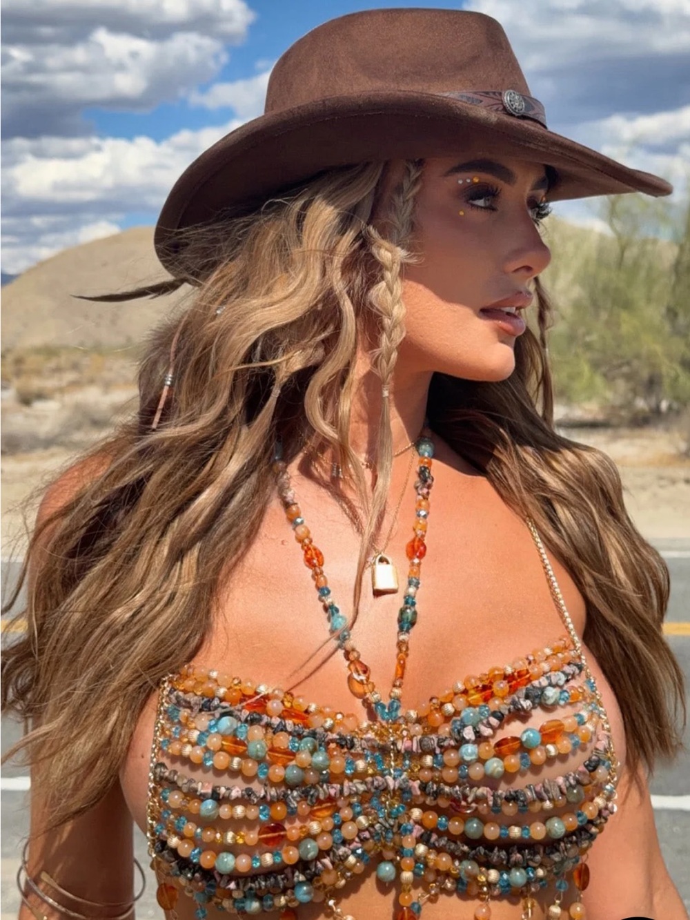 Own The Night Beaded Top Burnt Orange - Picture 4 of 4